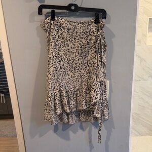 Leopard Print Ruffle Wrap Skirt